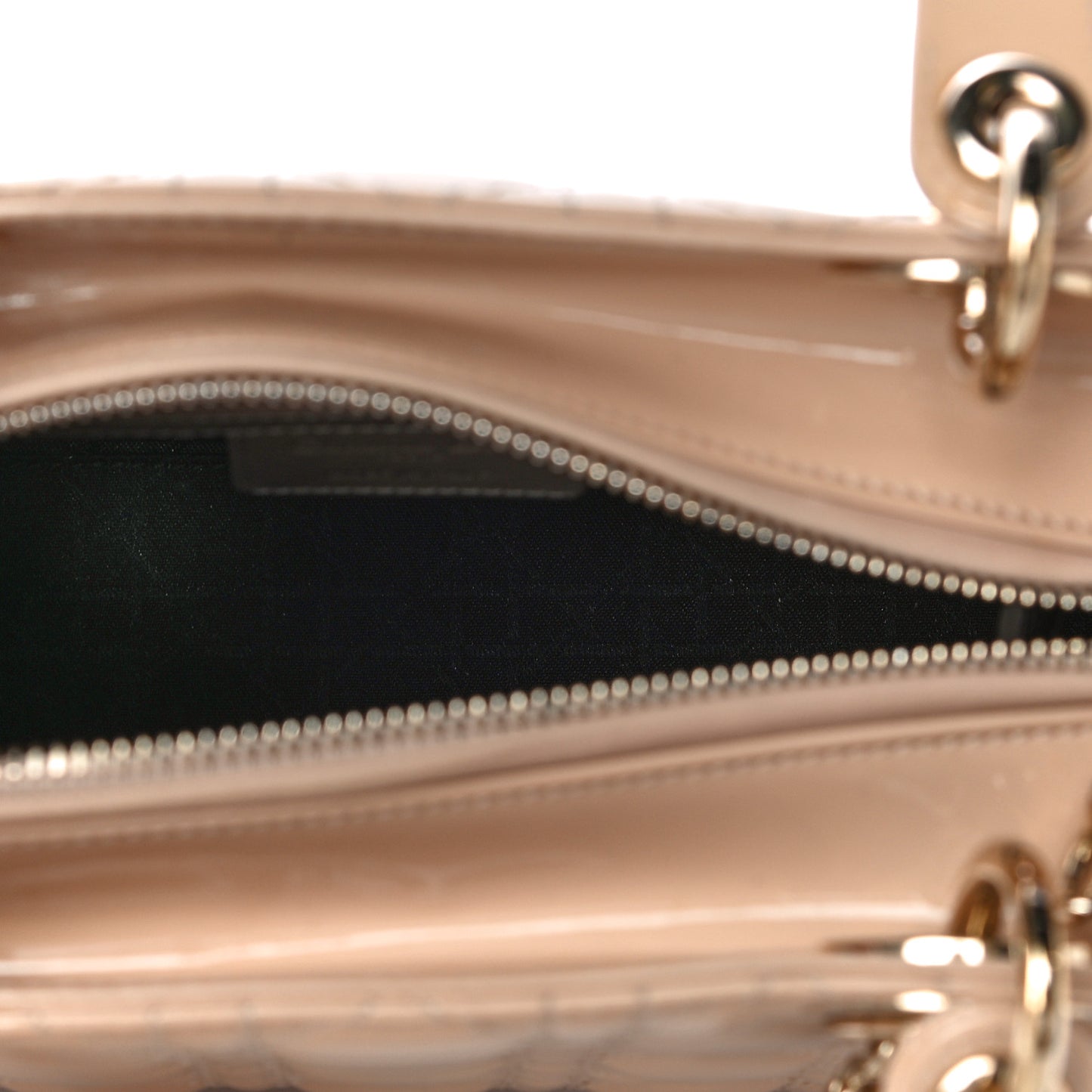 Patent Cannage Medium Lady Dior Beige