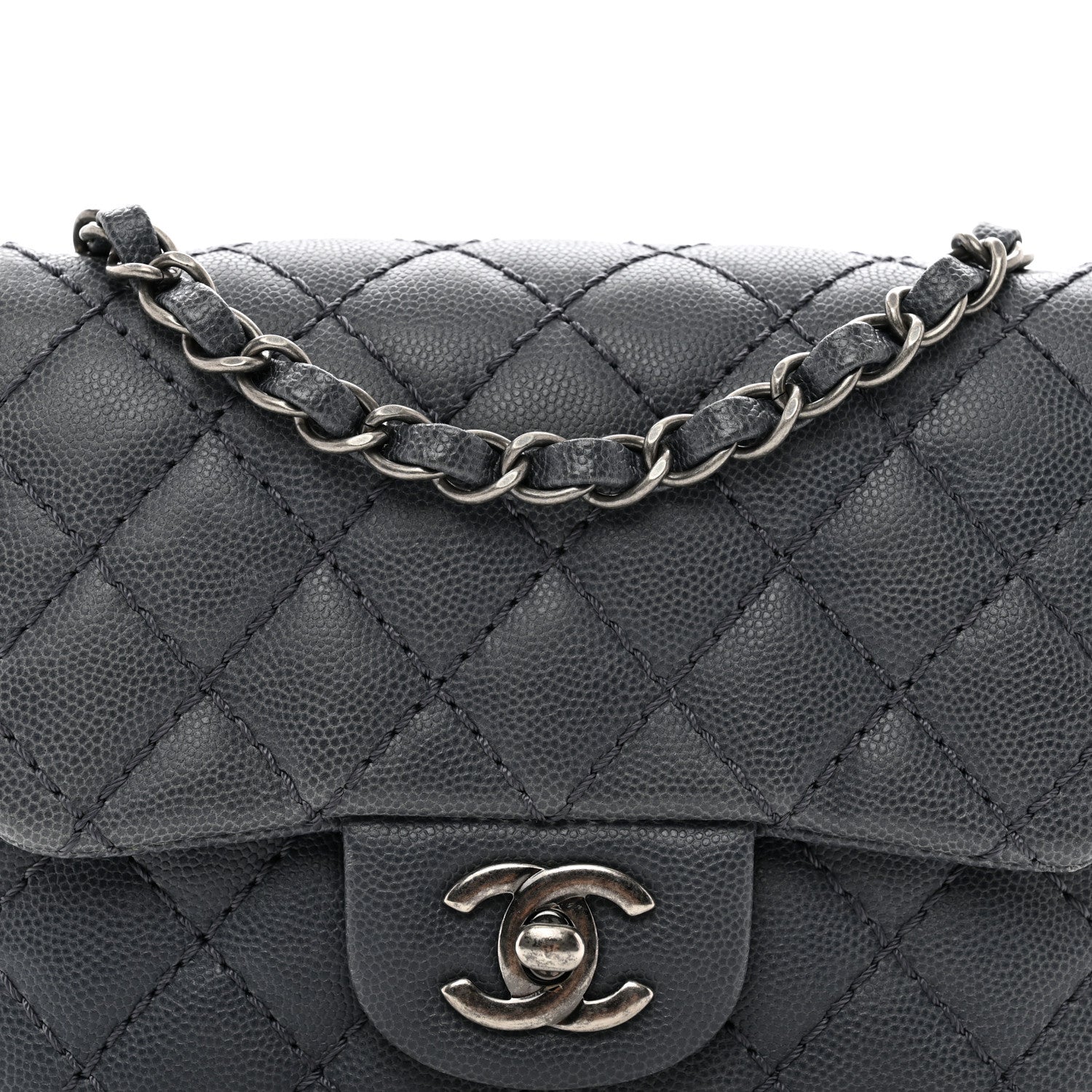 Chanel Caviar Quilted Mini Square Flap Dark Grey 5 of 10