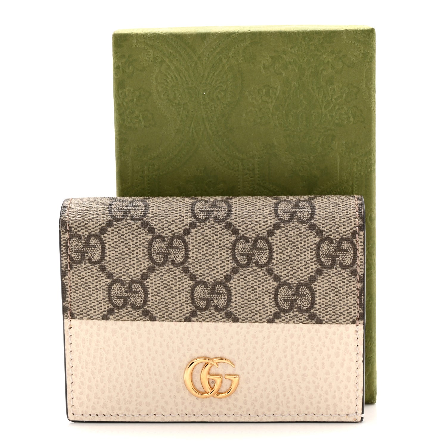Gucci Dollar Calfskin GG Supreme Monogram GG Marmont Card Case Mystic White Beige Ebony 8 of 8