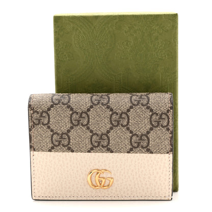 Gucci Dollar Calfskin GG Supreme Monogram GG Marmont Card Case Mystic White Beige Ebony 8 of 8