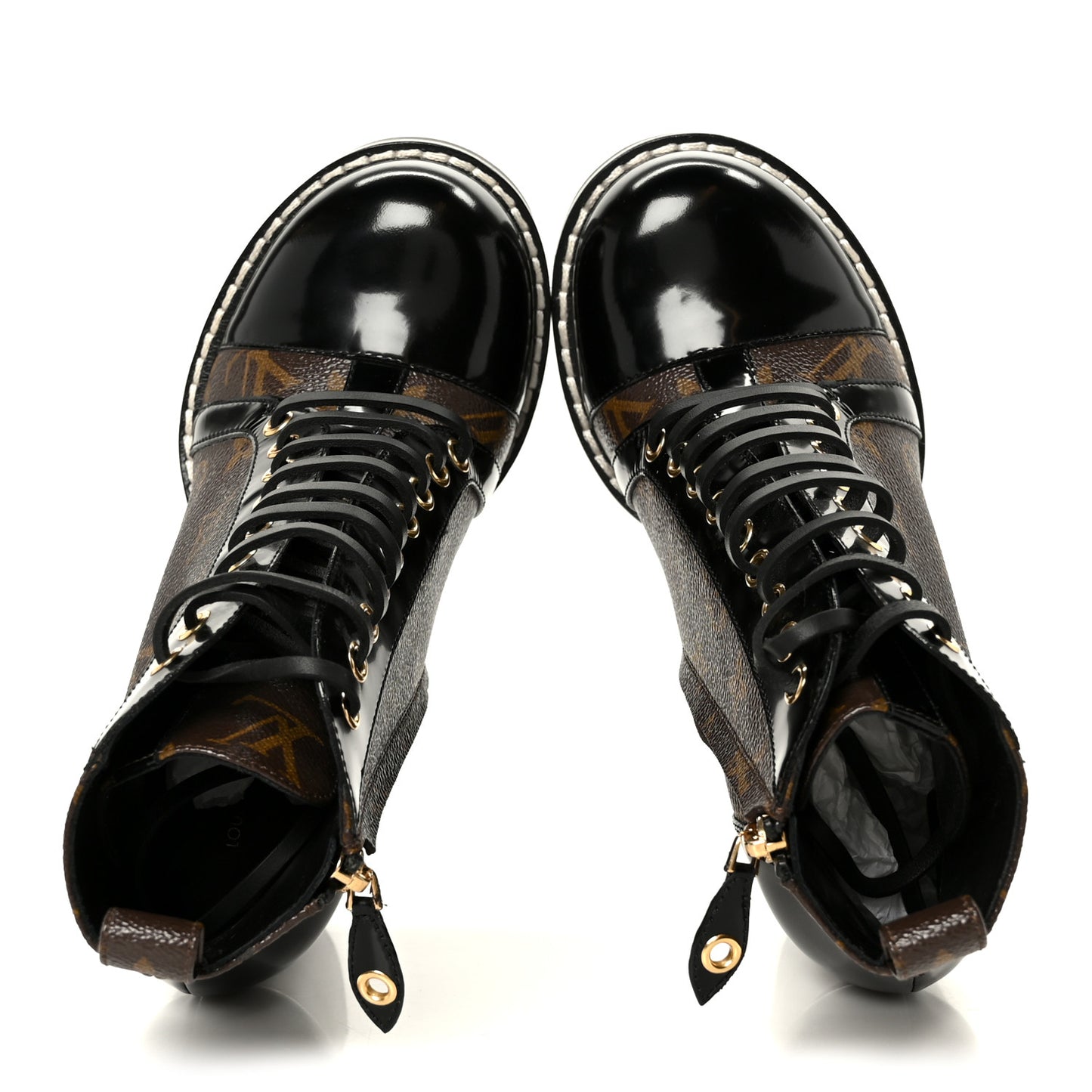 Patent Calfskin Monogram Star Trail Ankle Boots 36.5 Black