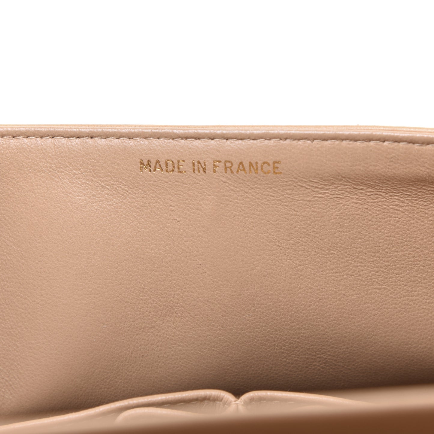 Lambskin Quilted Medium Double Flap Beige