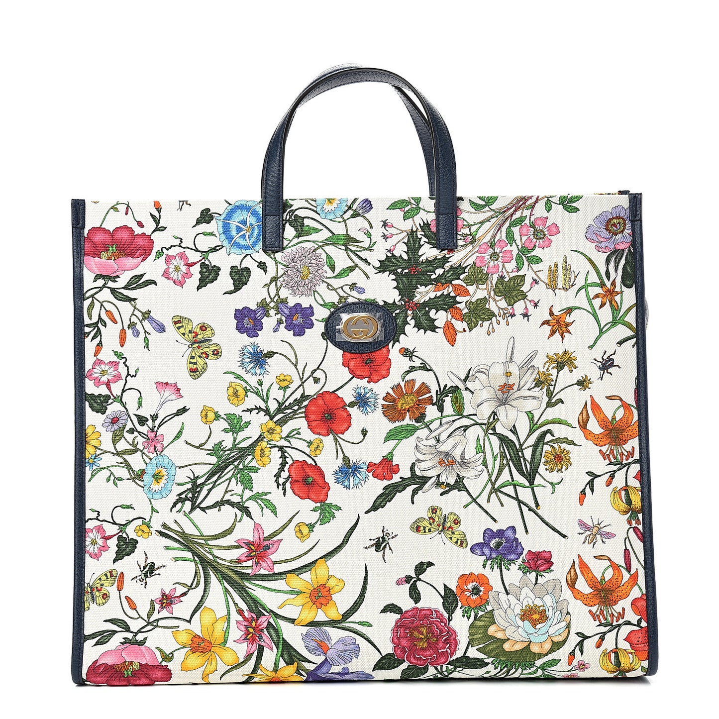 Canvas Large Flora Tote Navy Multicolor