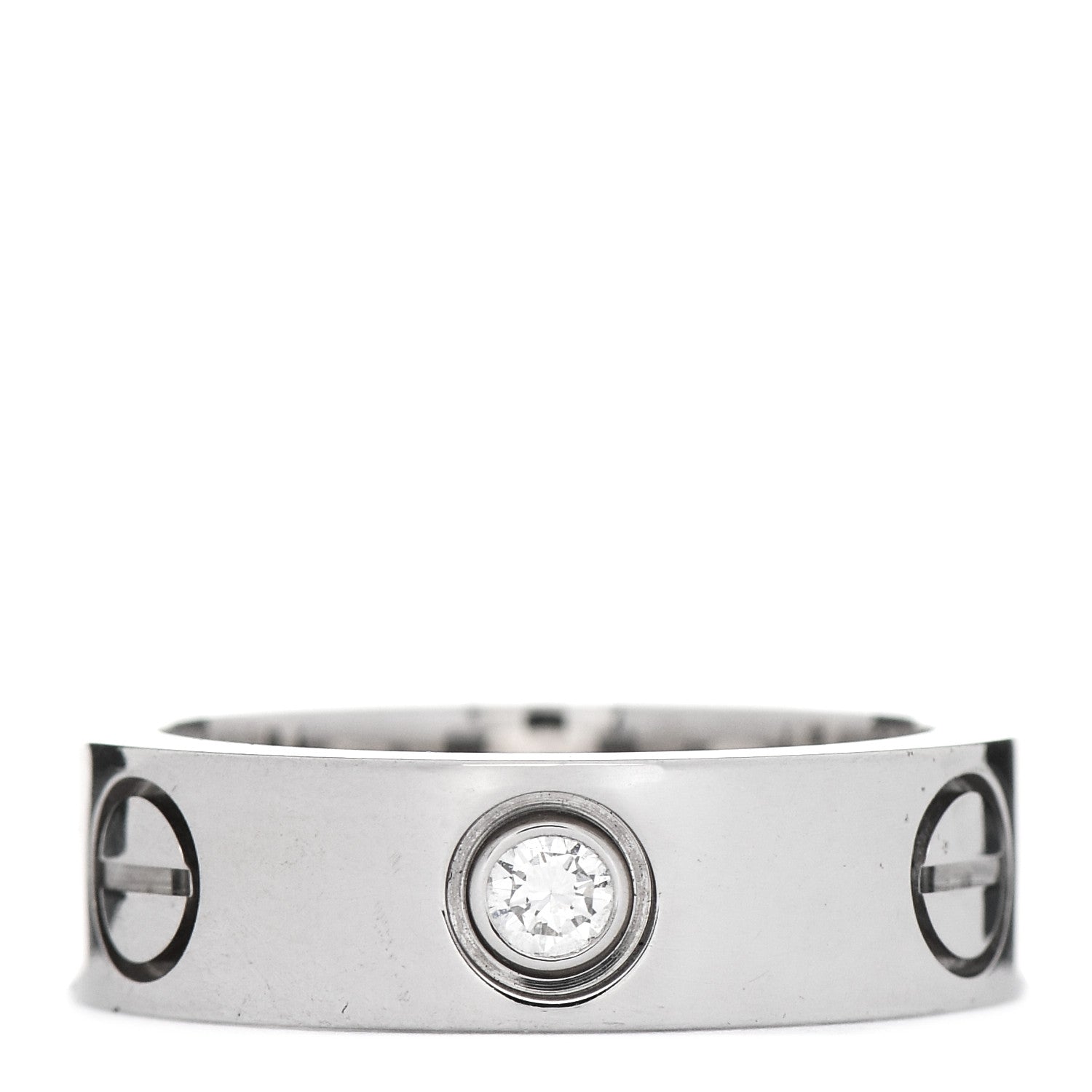 Cartier 18K White Gold 3 Diamond 5.5mm LOVE Ring 50 5.25 1 of 6