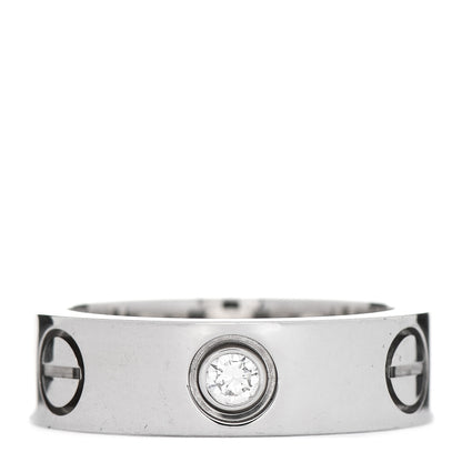 Cartier 18K White Gold 3 Diamond 5.5mm LOVE Ring 50 5.25 1 of 6