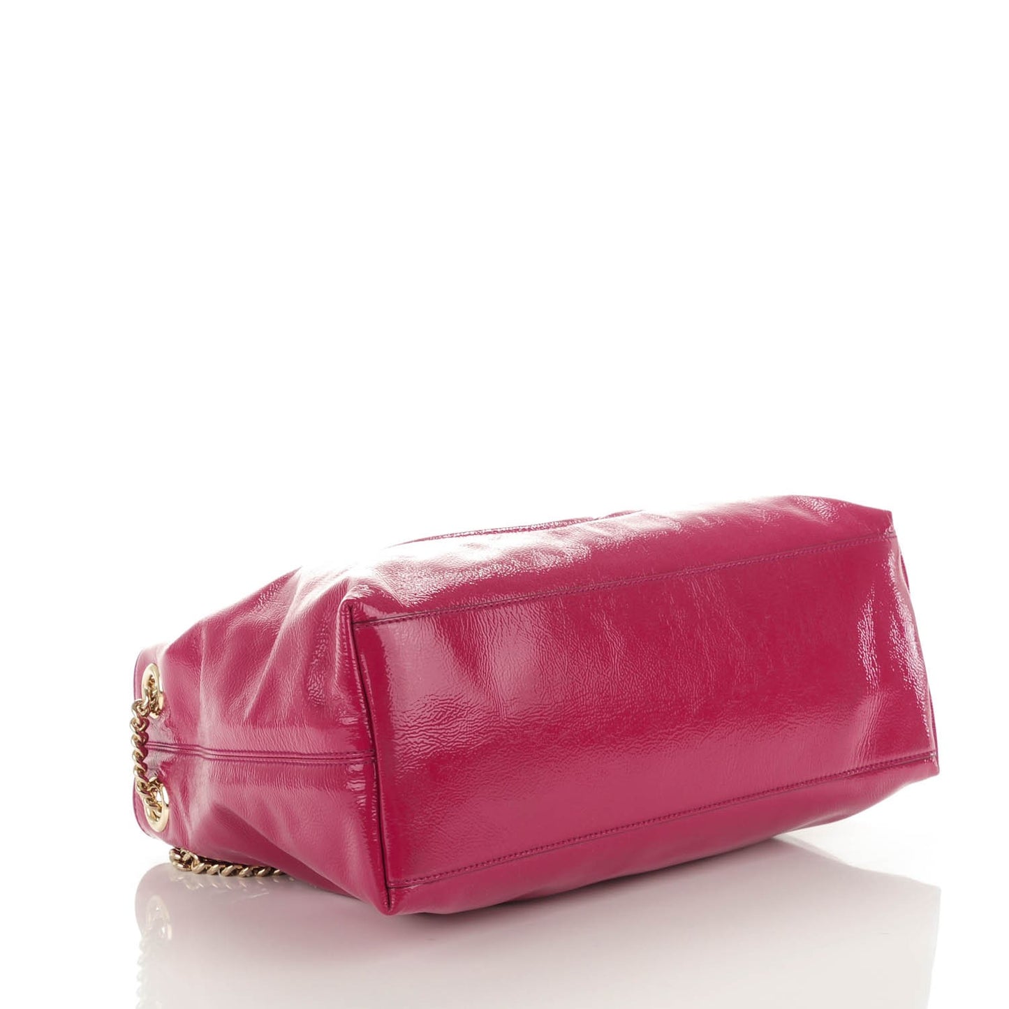 Vernice Naplack Medium Soho Chain Shoulder Bag Bright Bouganville