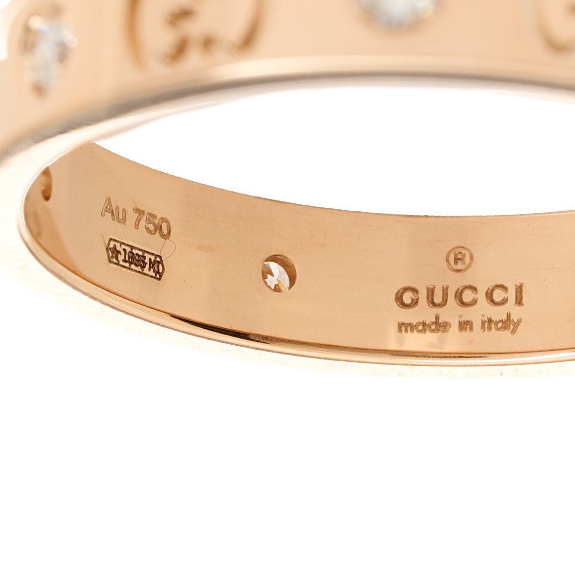 Gucci 18K Rose Gold Diamond Icon Band Ring 61 9.5 4 of 6