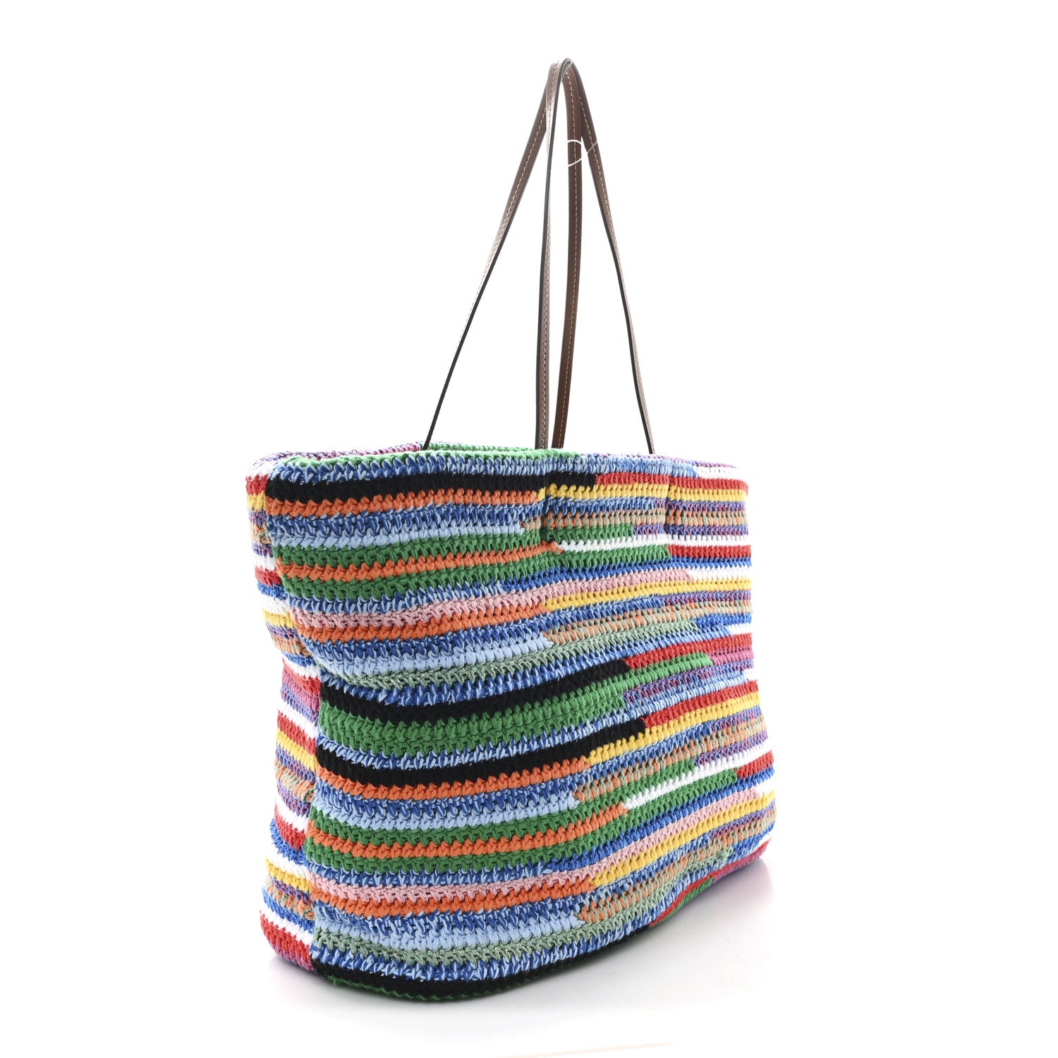 Miu Miu Cotton Crochet Stripe Tote Bag Multicolor 3 of 12