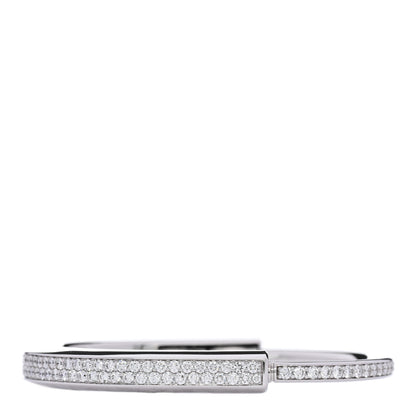 Tiffany 18K White Gold Diamond Tiffany Lock Bangle Pave Bracelet 2 of 5