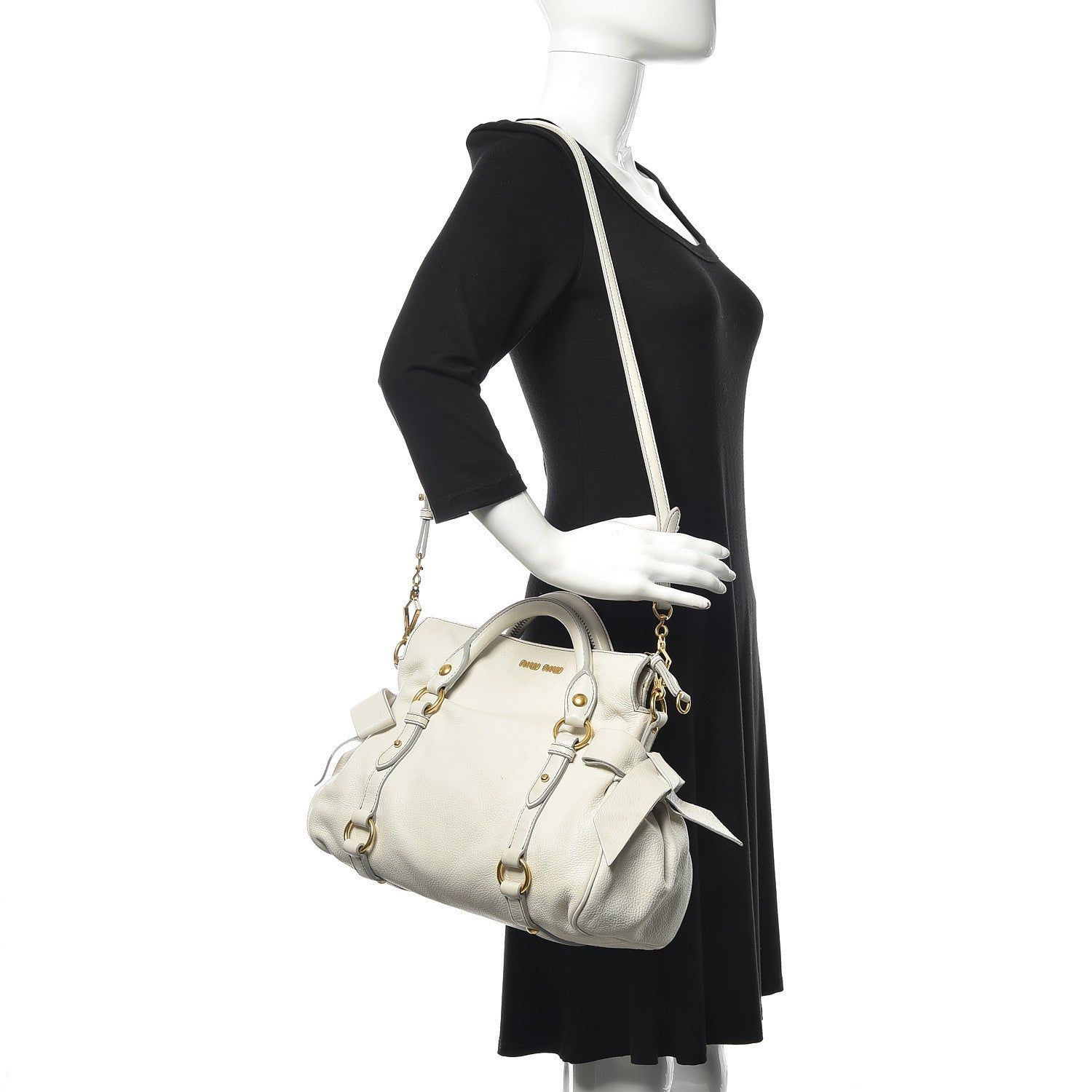 Miu Miu Vitello Bow Bag White 2 of 16