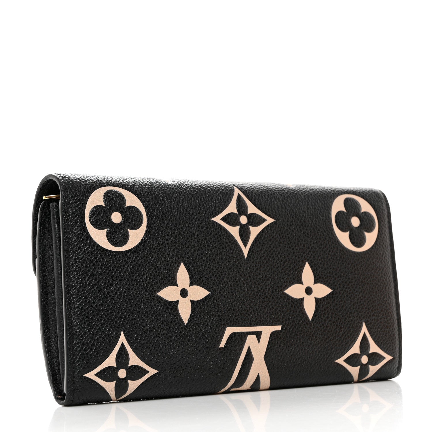 Louis Vuitton Monogram Empreinte Giant Sarah Wallet Black Beige 3 of 7