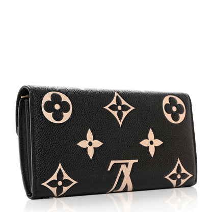 Louis Vuitton Monogram Empreinte Giant Sarah Wallet Black Beige 3 of 7