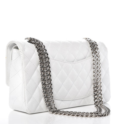 Chanel Caviar Quilted Medium Double Flap Bijoux Chain White 3 of 13