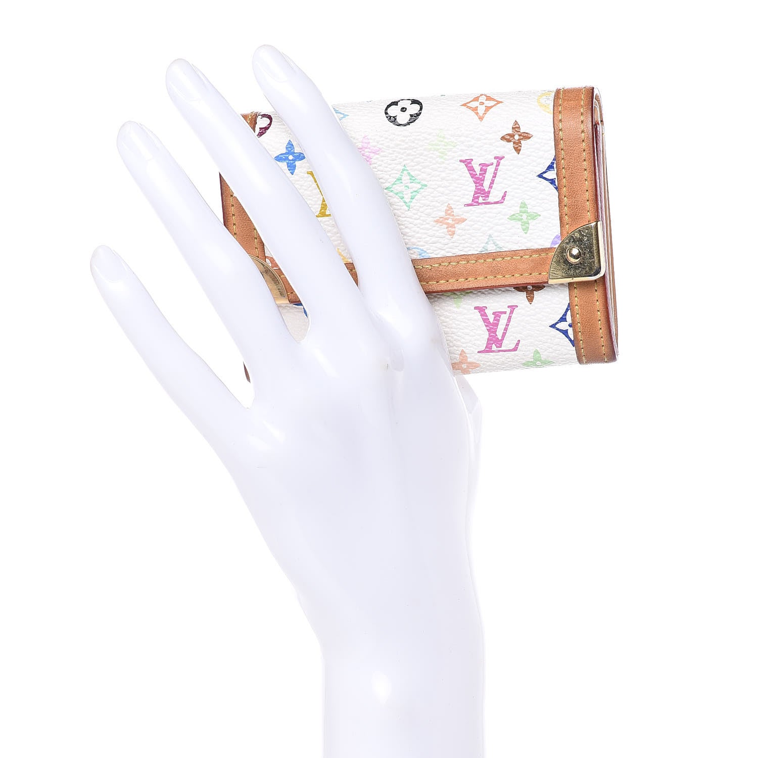 Louis Vuitton Monogram Multicolor Porte-Monnaie Plat Coin Purse White 2 of 11