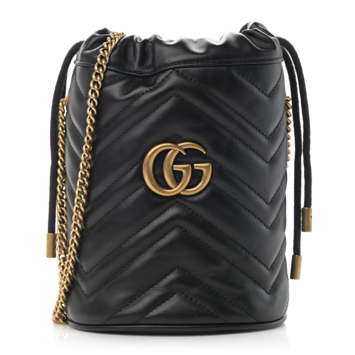 Calfskin Matelasse Mini GG Marmont 2.0 Bucket Bag Black