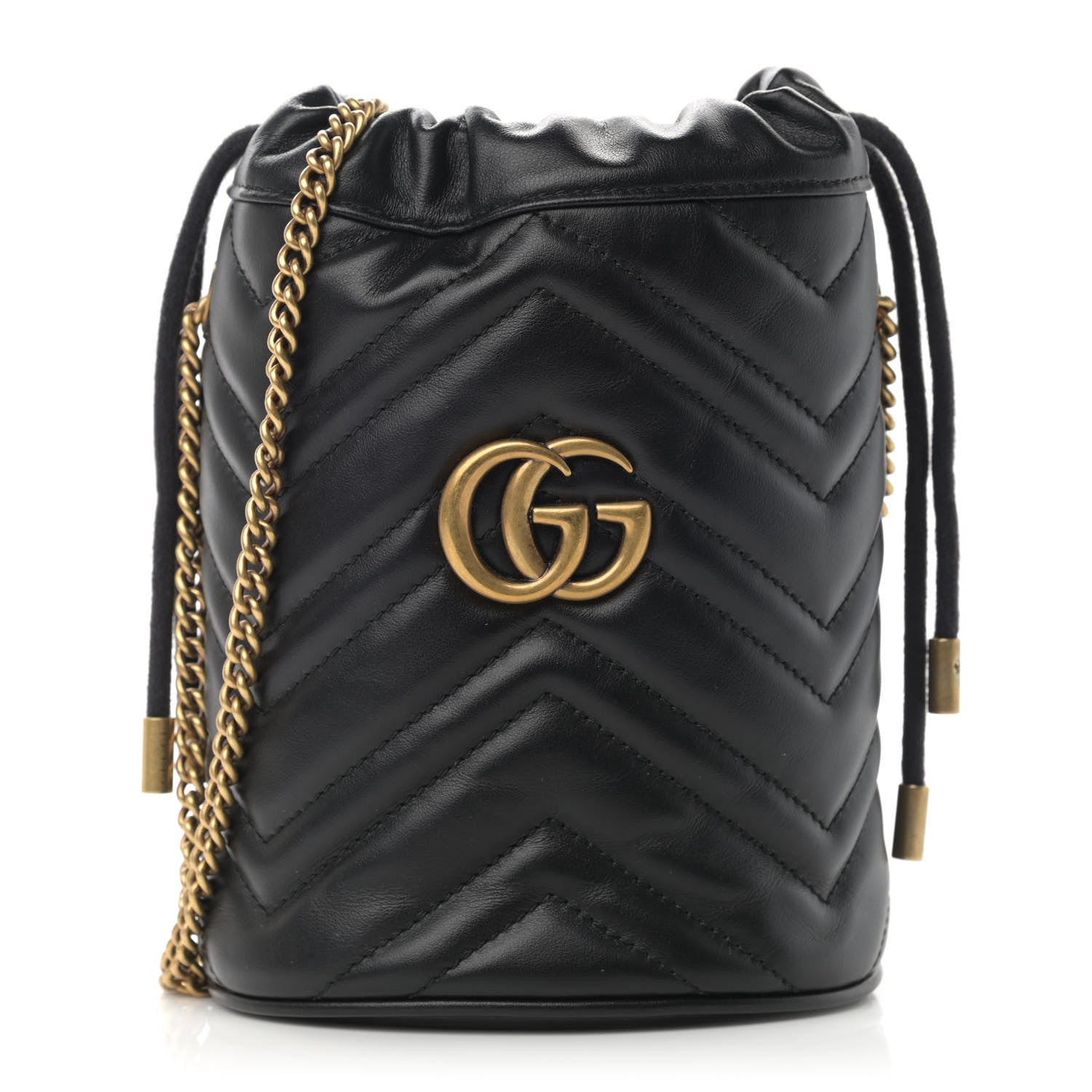 Gucci Calfskin Matelasse Mini GG Marmont 2.0 Bucket Bag Black 1 of 12