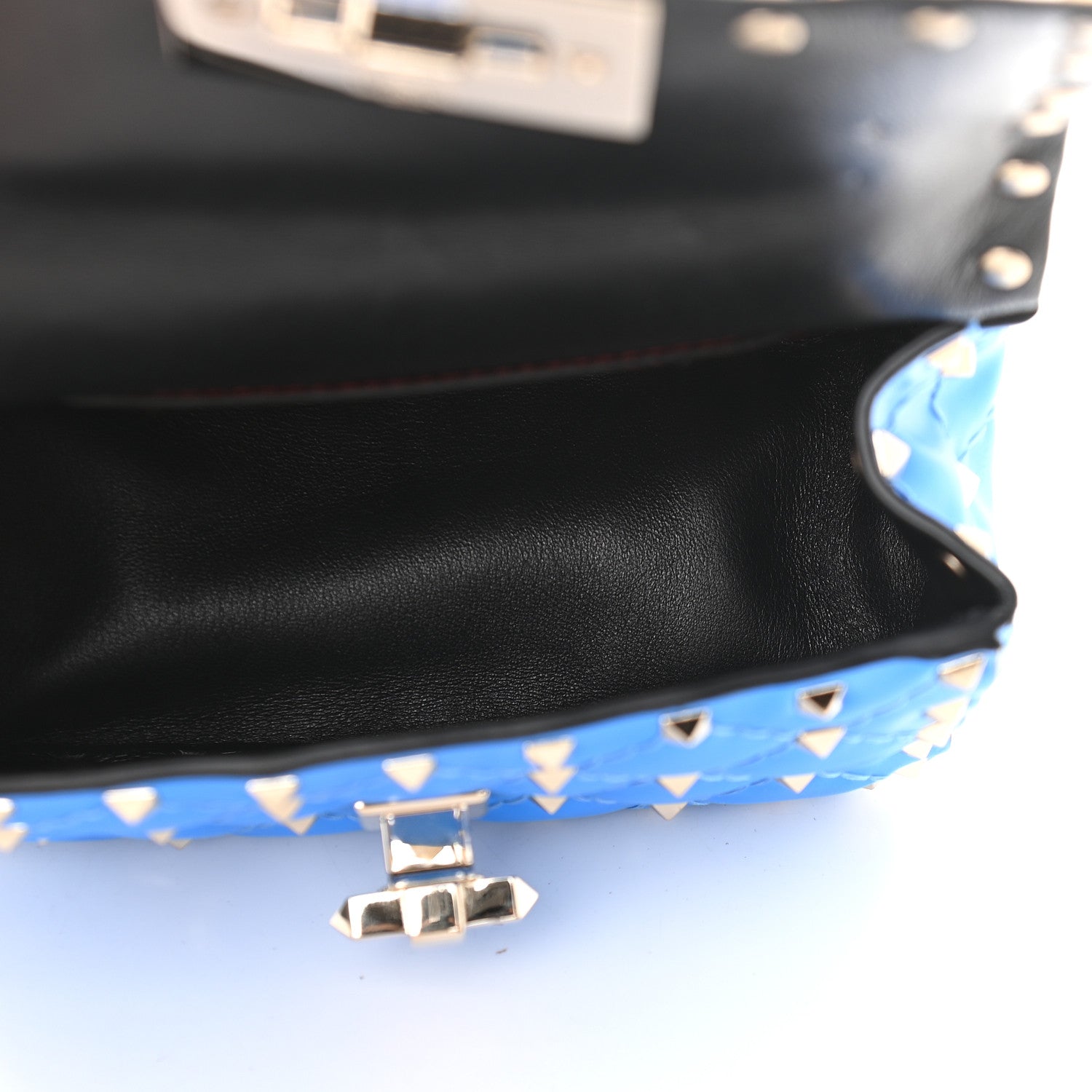 Valentino Garavani Calfskin Micro Rockstud Spike Shoulder Bag Blue Fluo 5 of 8