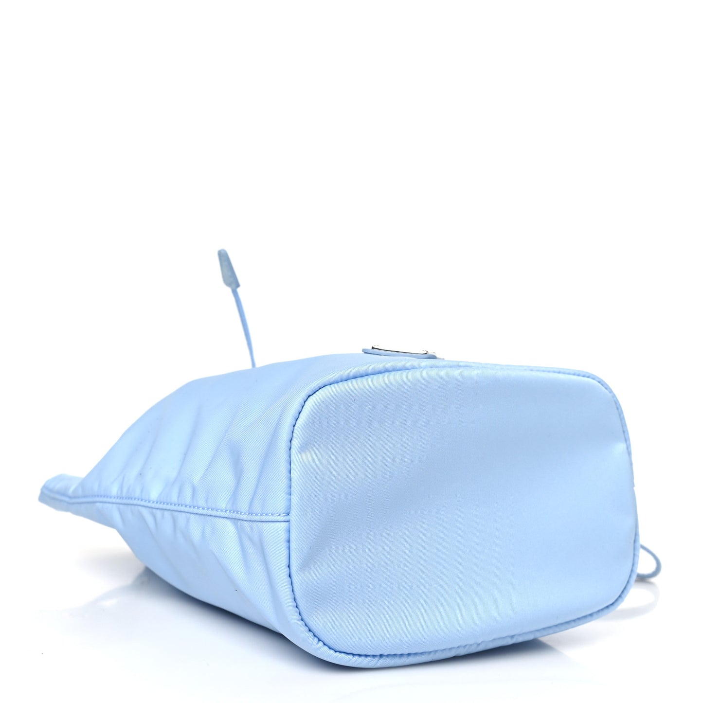 Saffiano Tessuto Nylon Vela Bucket Wristlet Celeste