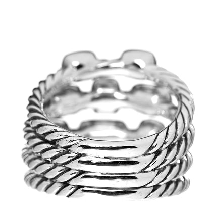 David Yurman Sterling Silver Diamond Confetti 4 Row Ring 54 7 4 of 6