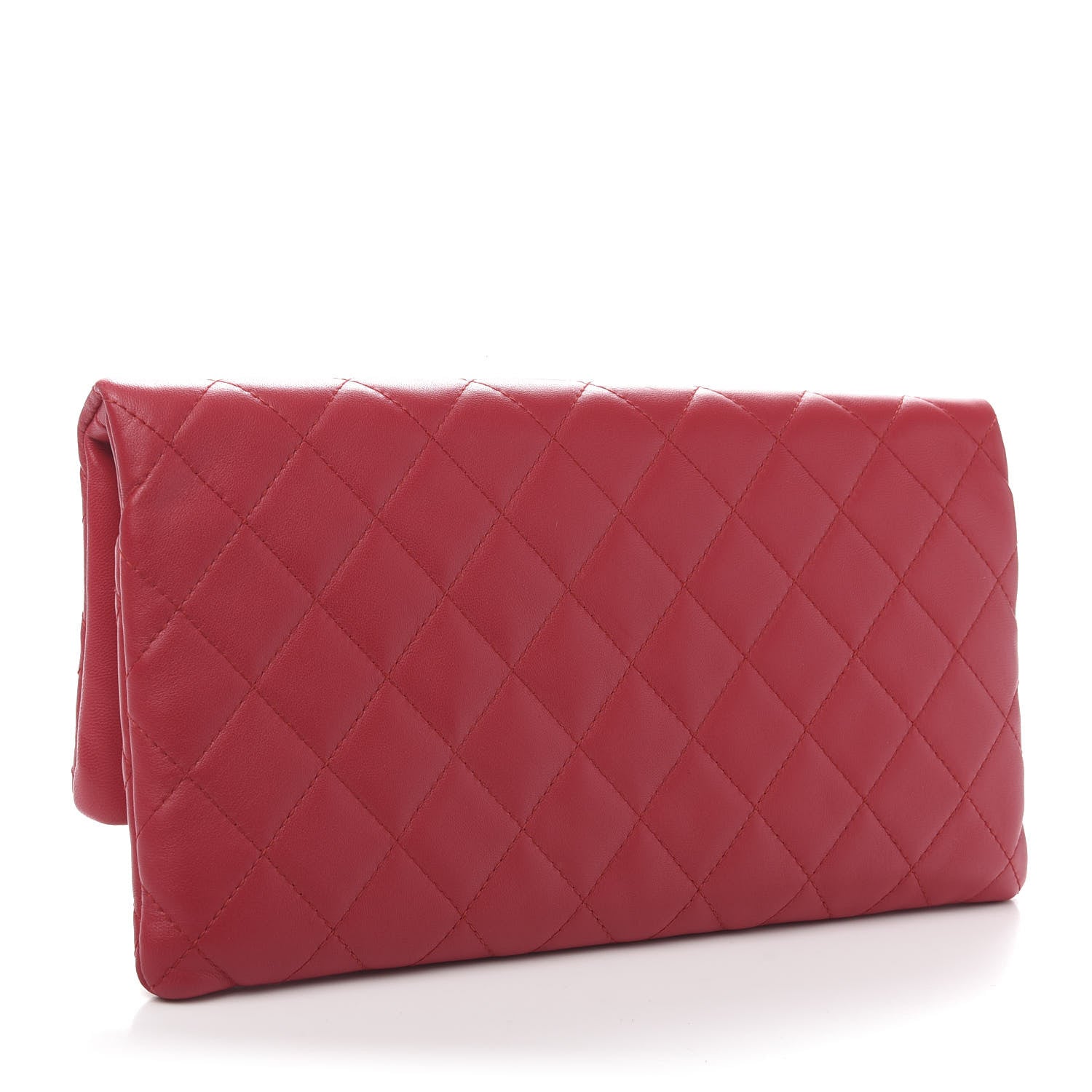 Chanel Lambskin Quilted CC Beauty Clutch Red 3 of 11