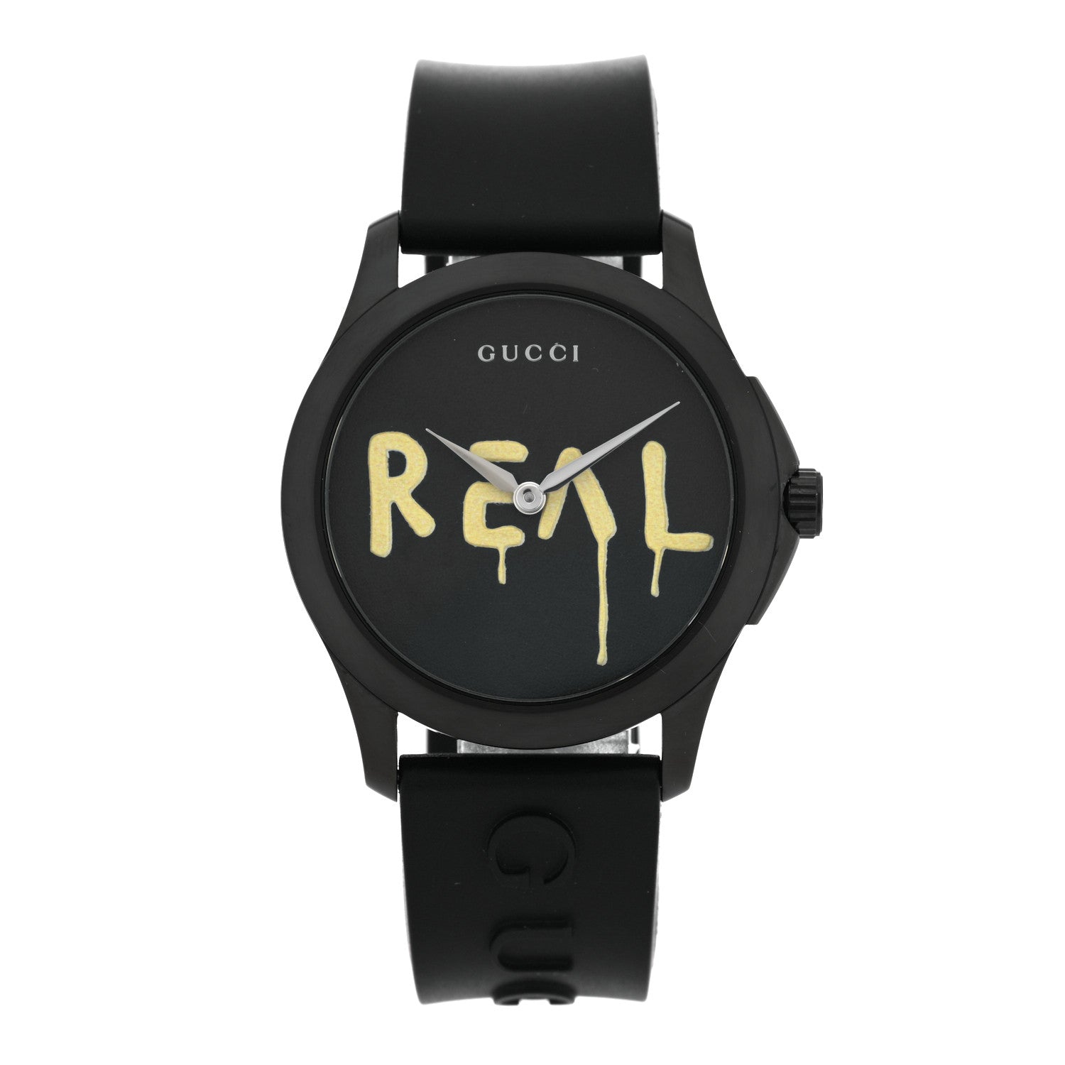 Gucci PVD Stainless Steel Rubber 38mm G-Timeless REAL Quartz Watch Black 1 of 4