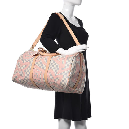 Louis Vuitton Damier Azur Tahitienne Keepall Bandouliere 50 Rose Ballerine 2 of 15