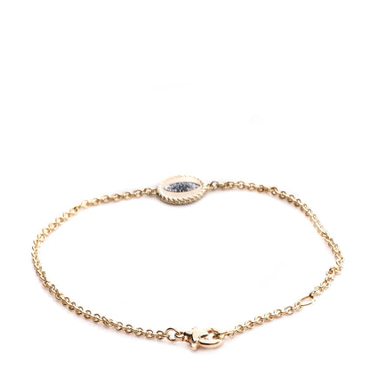 David Yurman 18K Yellow Gold Diamond Blue Sapphire Cable Collectibles Evil Eye Bracelet 3 of 6