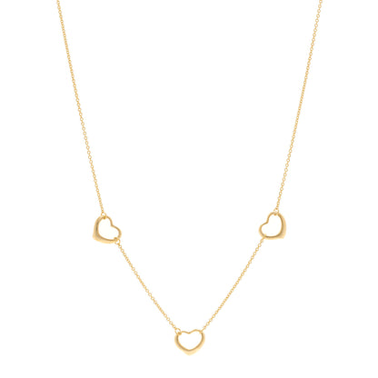 Tiffany 18K Yellow Gold Elsa Peretti 3 Open Heart Station Necklace 1 of 5