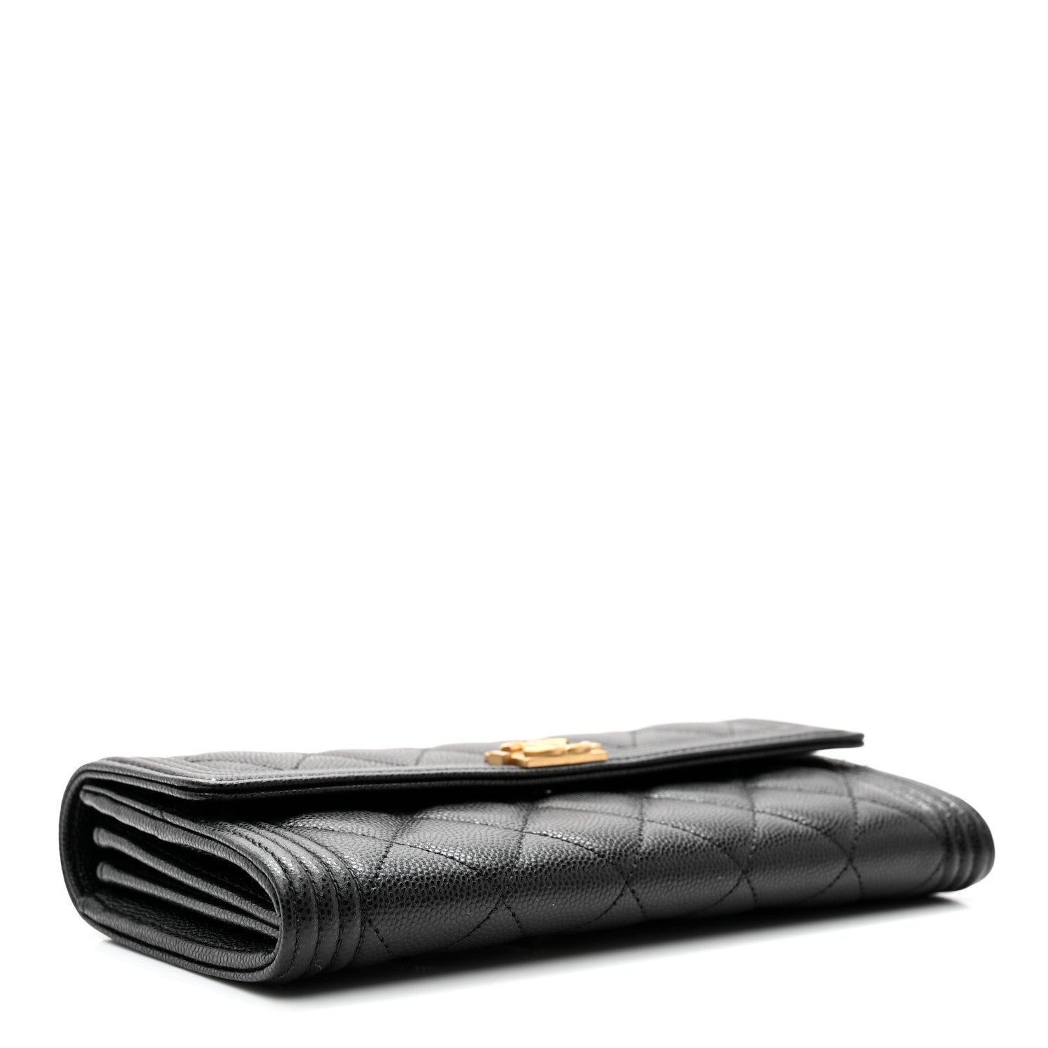 Chanel Caviar Quilted Large Boy Gusset Flap Wallet Black 4 of 12