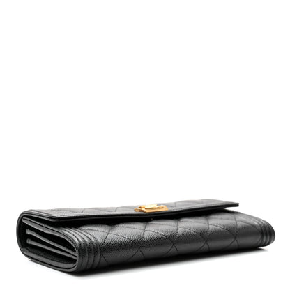 Chanel Caviar Quilted Large Boy Gusset Flap Wallet Black 4 of 12