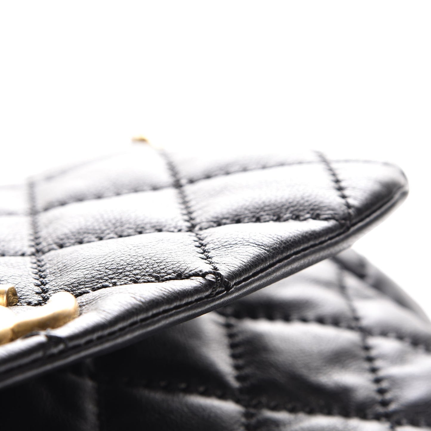 Calfskin Quilted Jumbo Retro Chain Accordion Flap Black