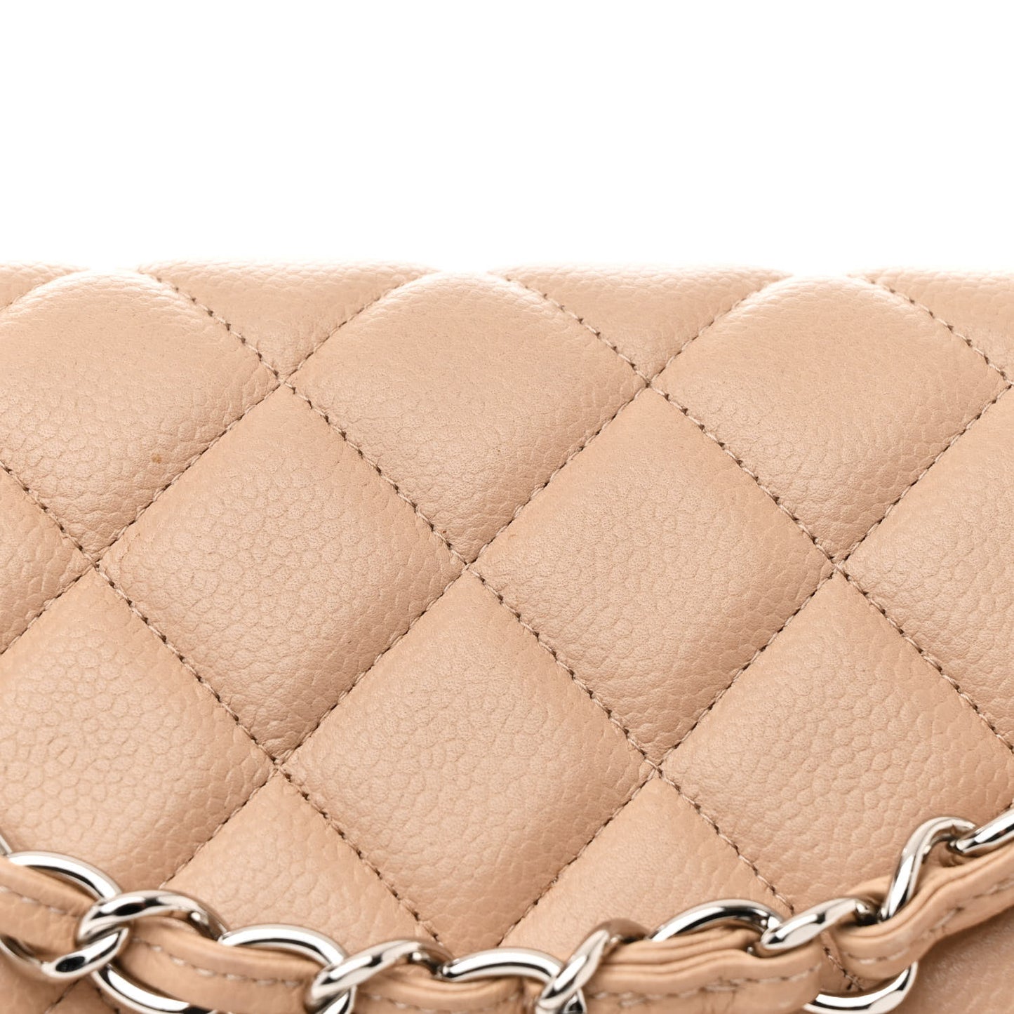 Caviar Quilted Maxi Double Flap Beige