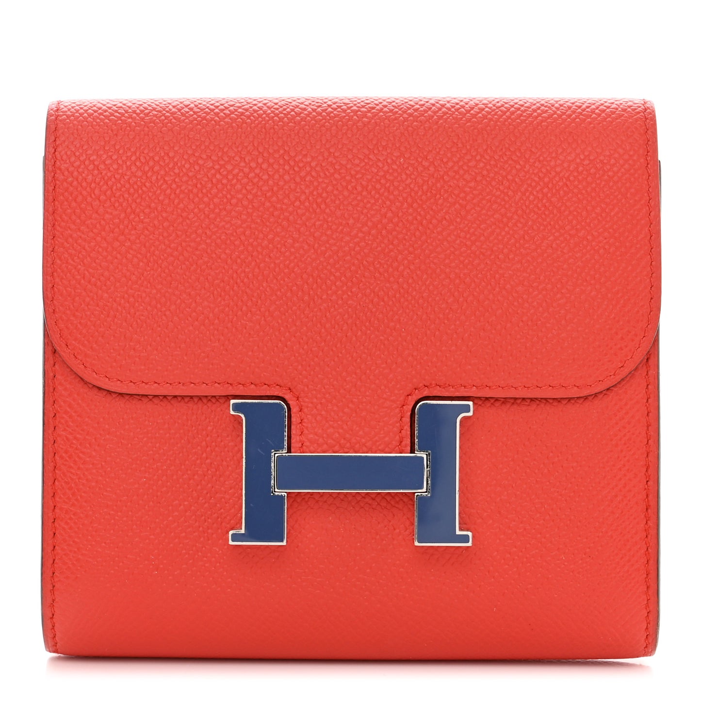 Epsom Enamel Constance Short Wallet Capucine Bleu Brighton