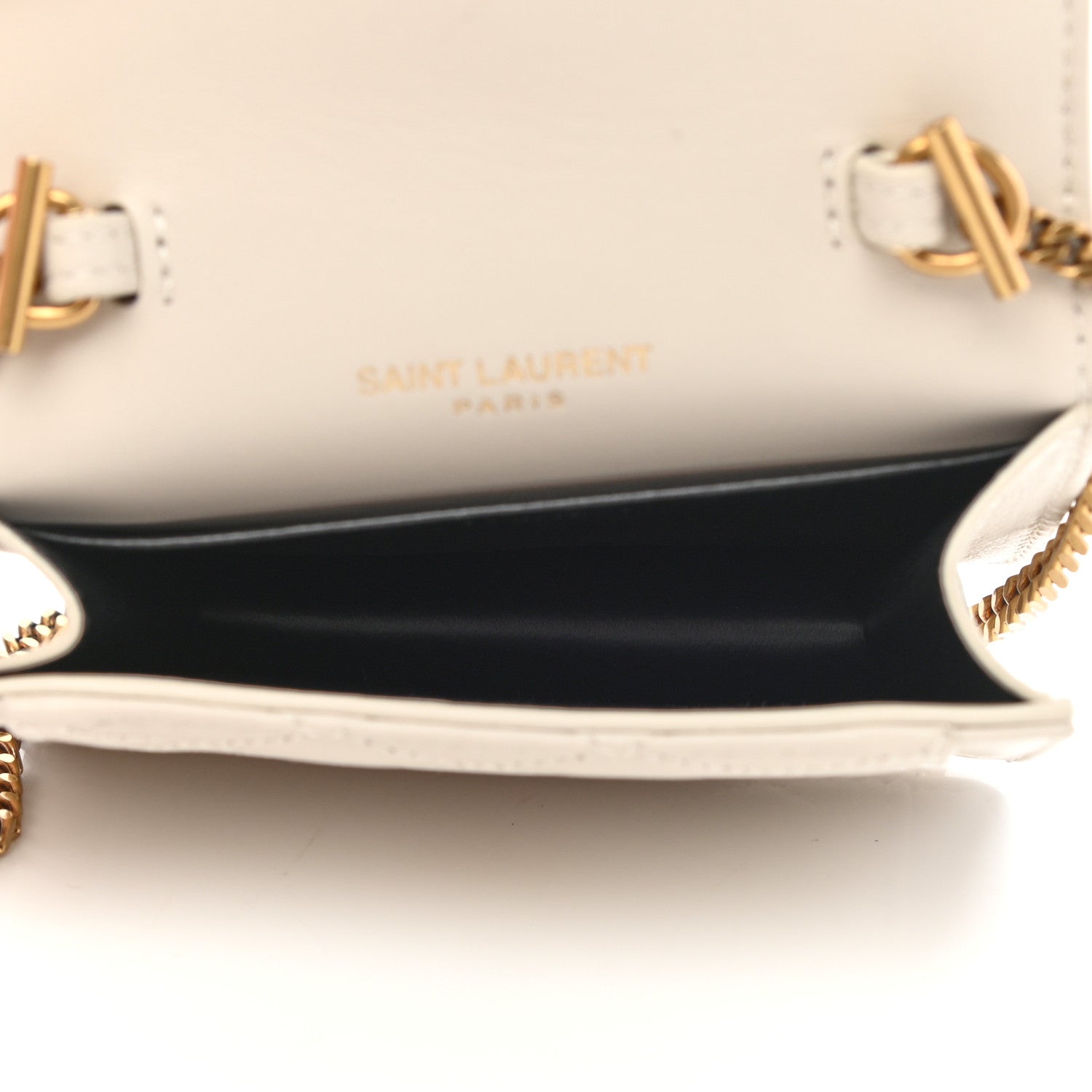 Saint Laurent Lambskin Quilted Monogram Micro Gaby Crossbody Bag Blanc Vintage 4 of 9