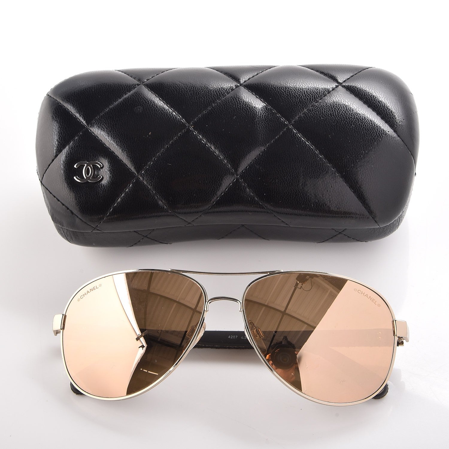 Chanel Pilot Quilting Sunglasses 4207 Gold 8 of 8