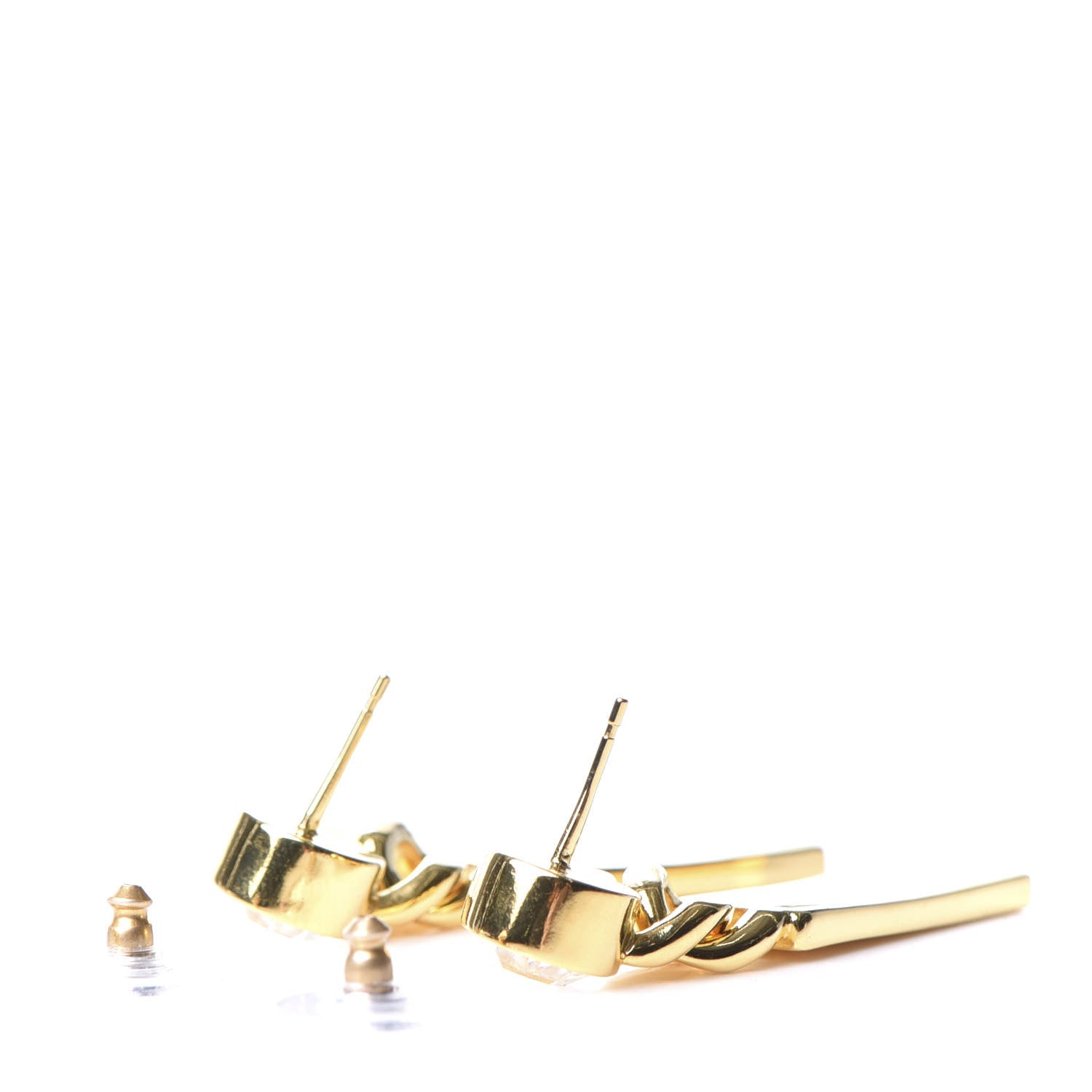 Chanel Crystal Tag Drop Earrings Gold 3 of 5