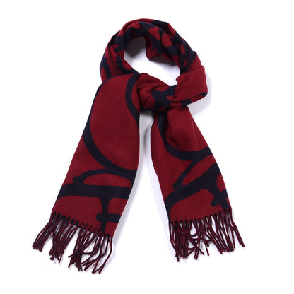 Hermes Cashmere Boucles et Camails Muffler Marine Bordeaux 1 of 4