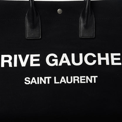 Saint Laurent Linen Calfskin Rive Gauche Tote Black 10 of 10