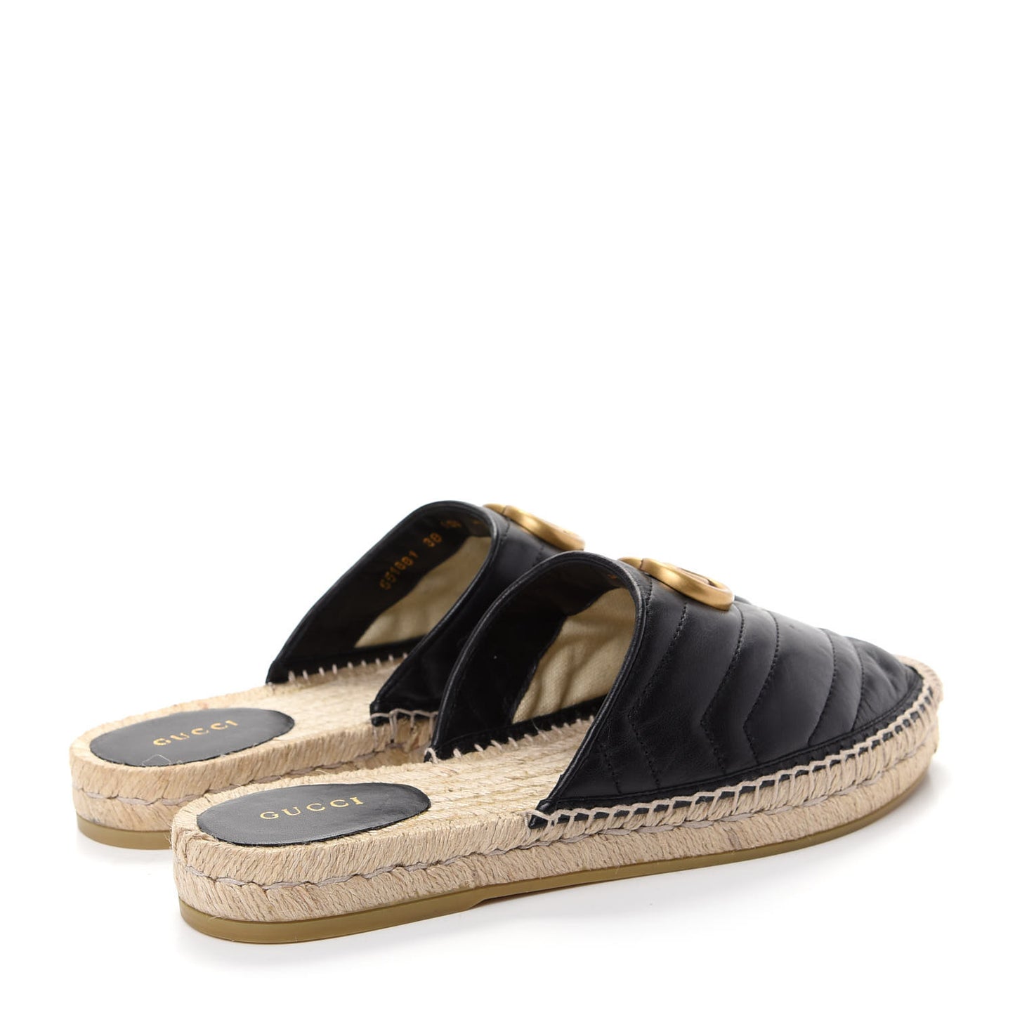 Nappa Matelasse GG Marmont Espadrille Slippers 38 Black