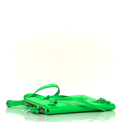 Balenciaga Grained Calfskin Neo Classic Silver Hardware Zip Around Crossbody Fluo Green 3 of 4