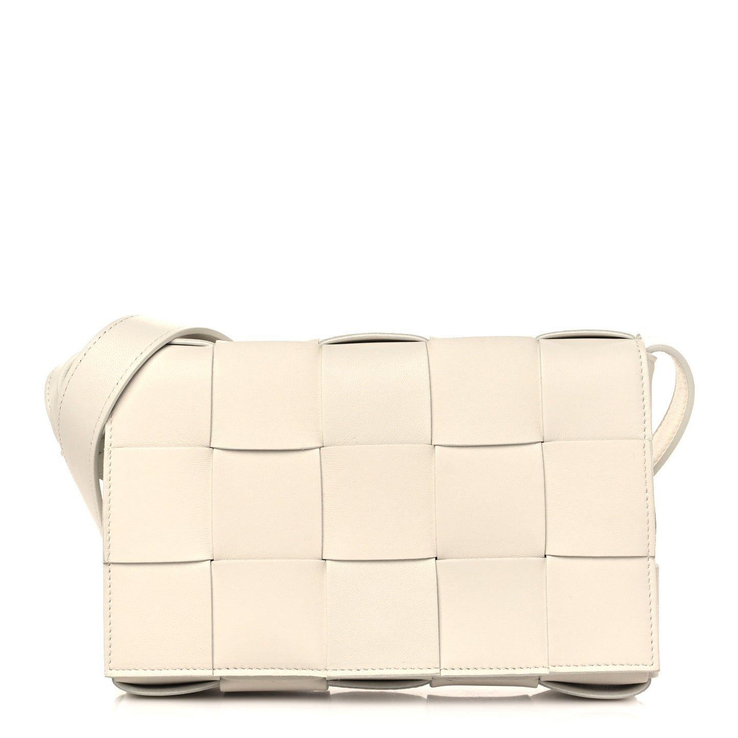Lambskin Maxi Intrecciato Cassette Crossbody Bag White