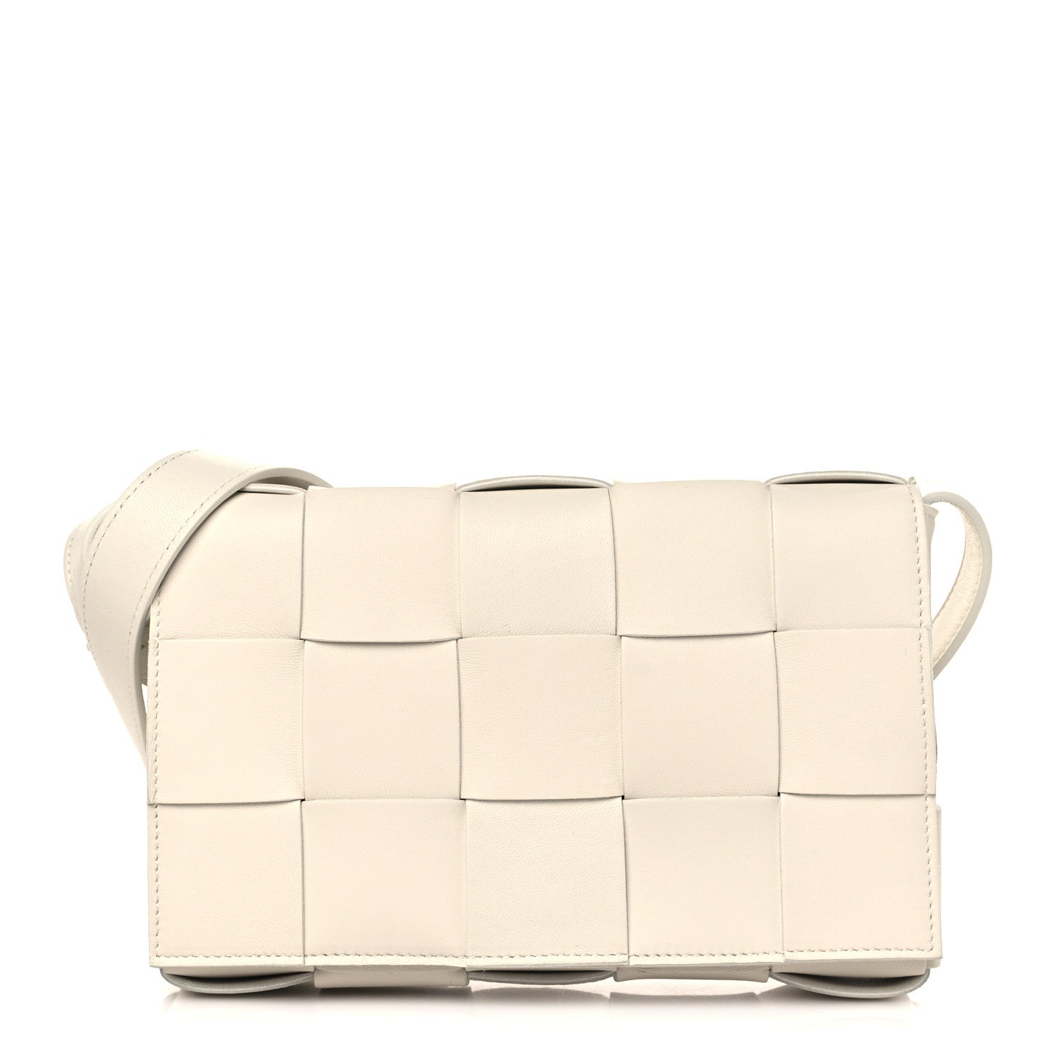 Bottega Veneta Lambskin Maxi Intrecciato Cassette Crossbody Bag White 1 of 8
