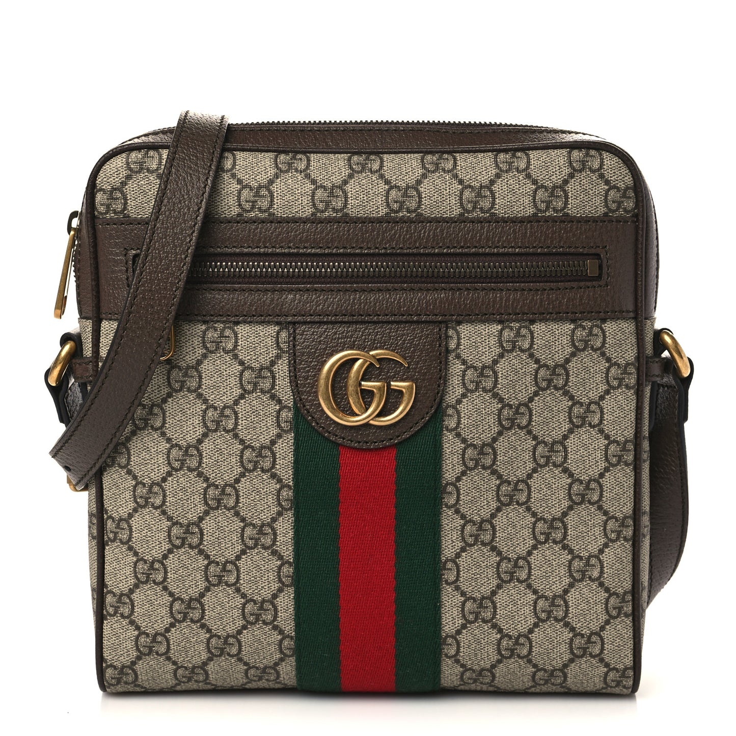GG Supreme Monogram Web Small Ophidia Messenger Bag Brown