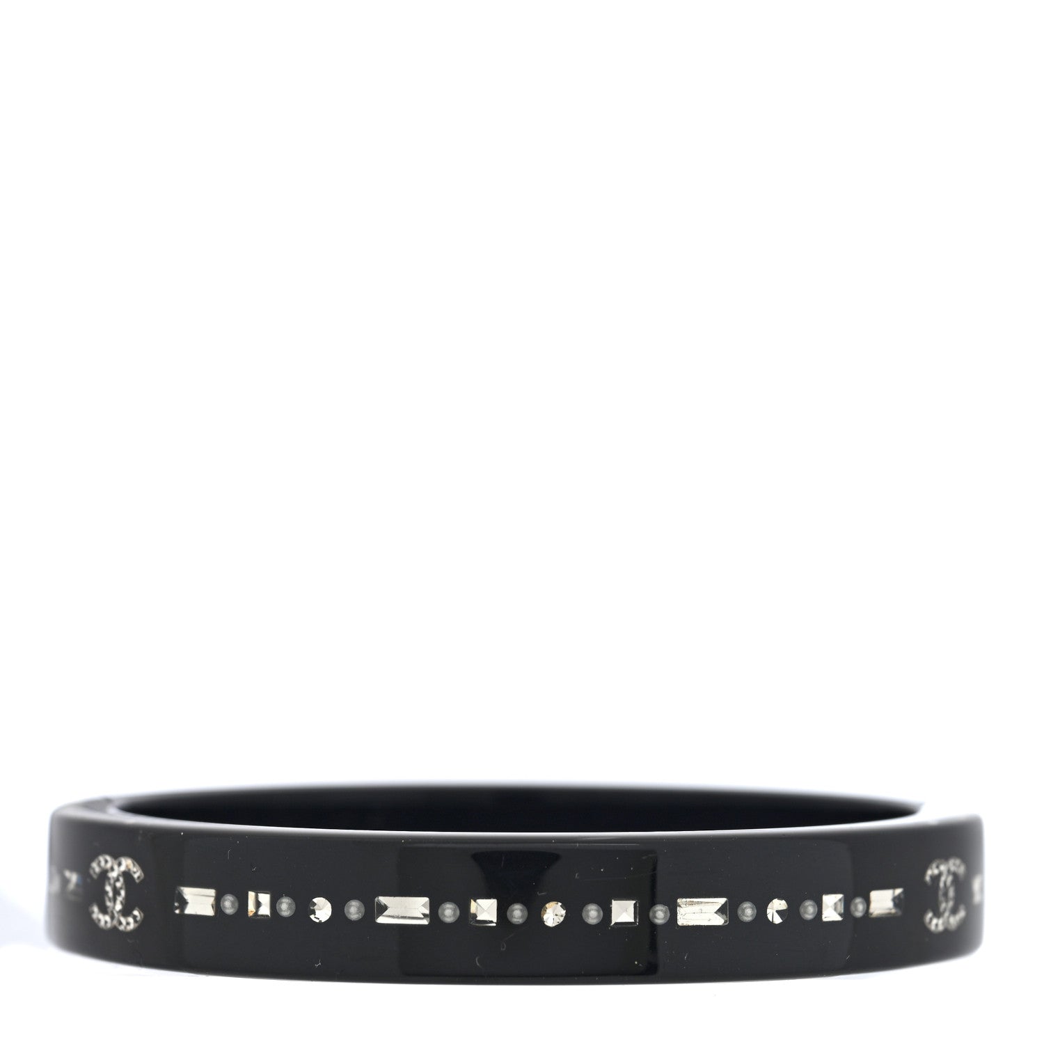Chanel Resin Crystal CC Bangle Black 3 of 4