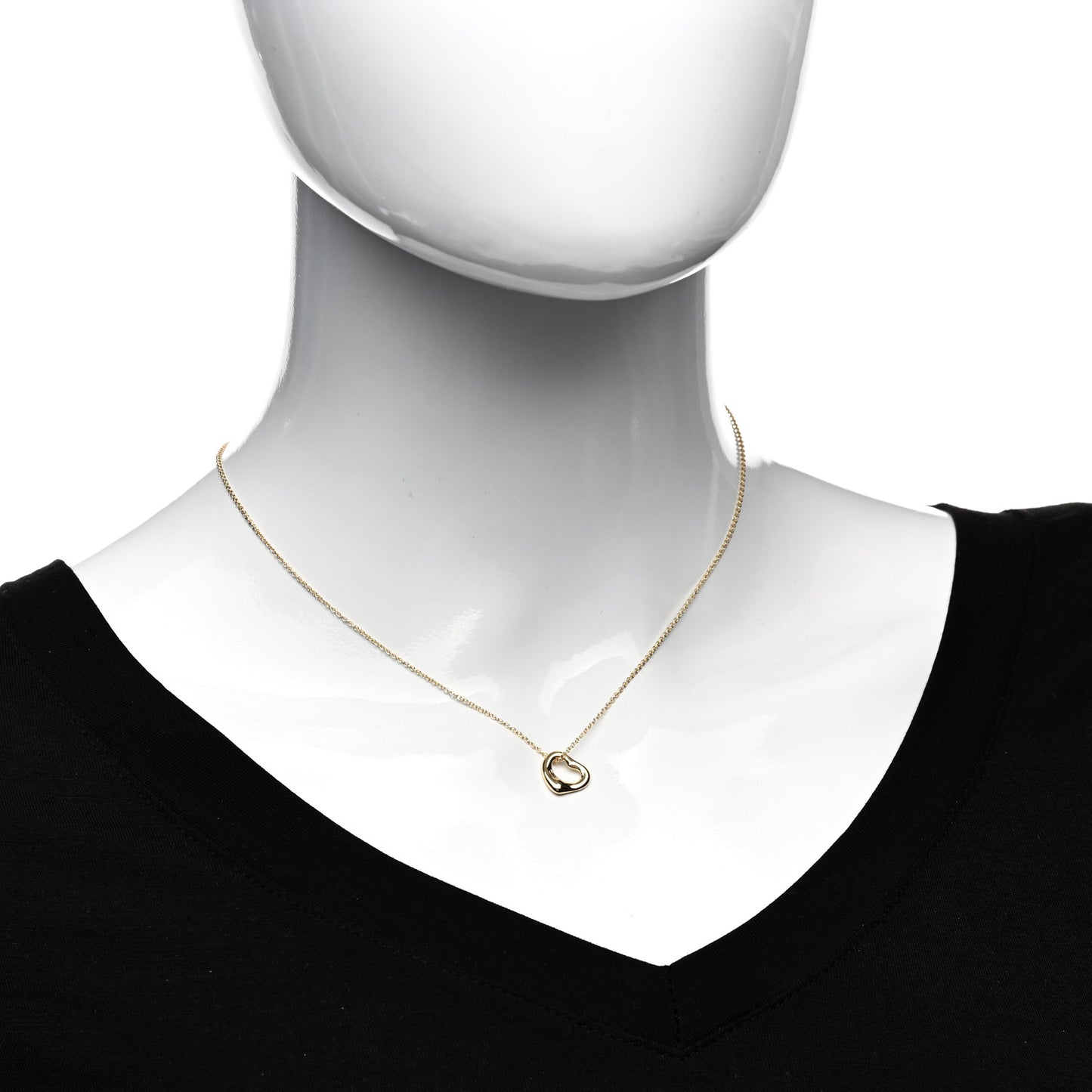 18K Yellow Gold 11mm Elsa Peretti Open Heart Pendant Necklace