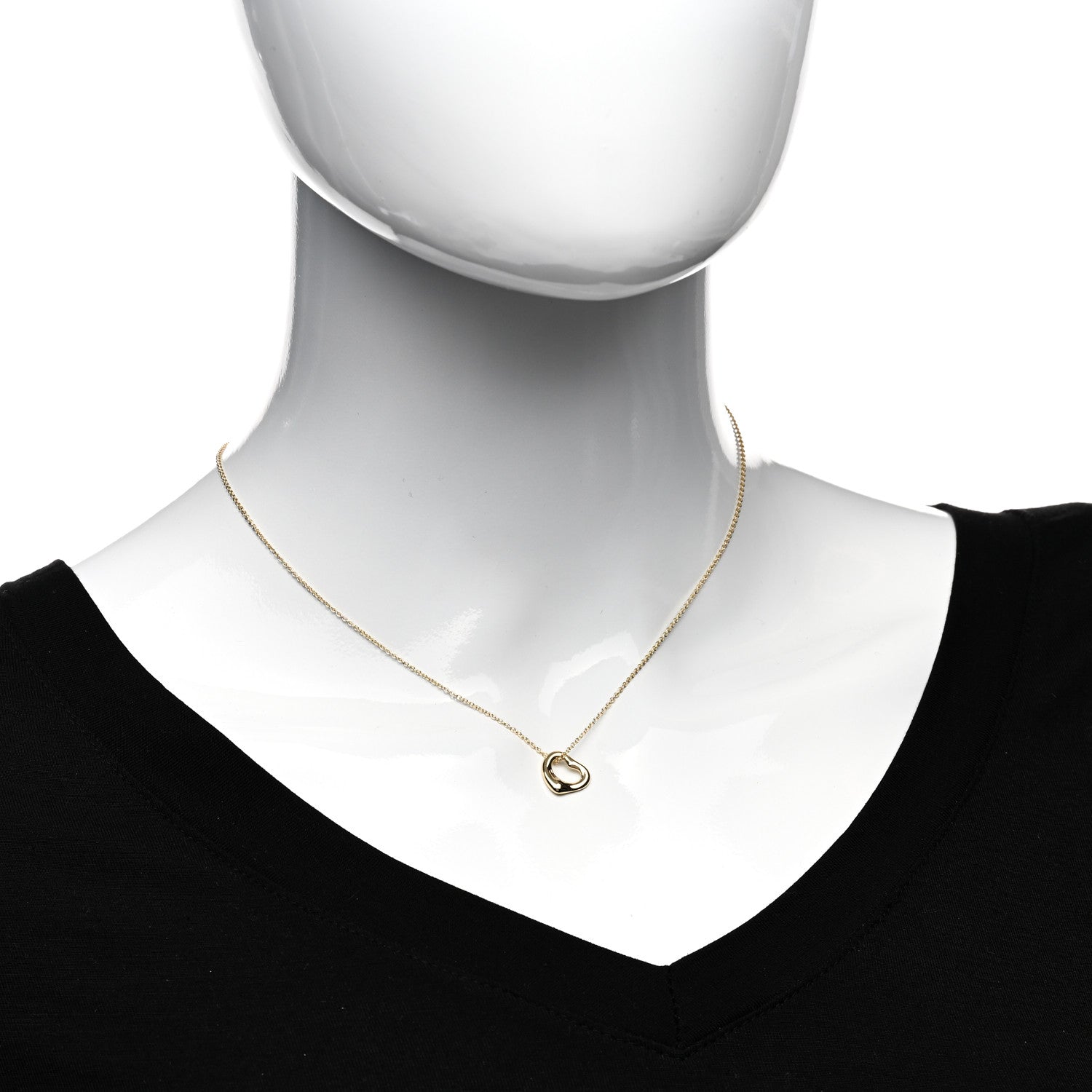 Tiffany 18K Yellow Gold 11mm Elsa Peretti Open Heart Pendant Necklace 2 of 4