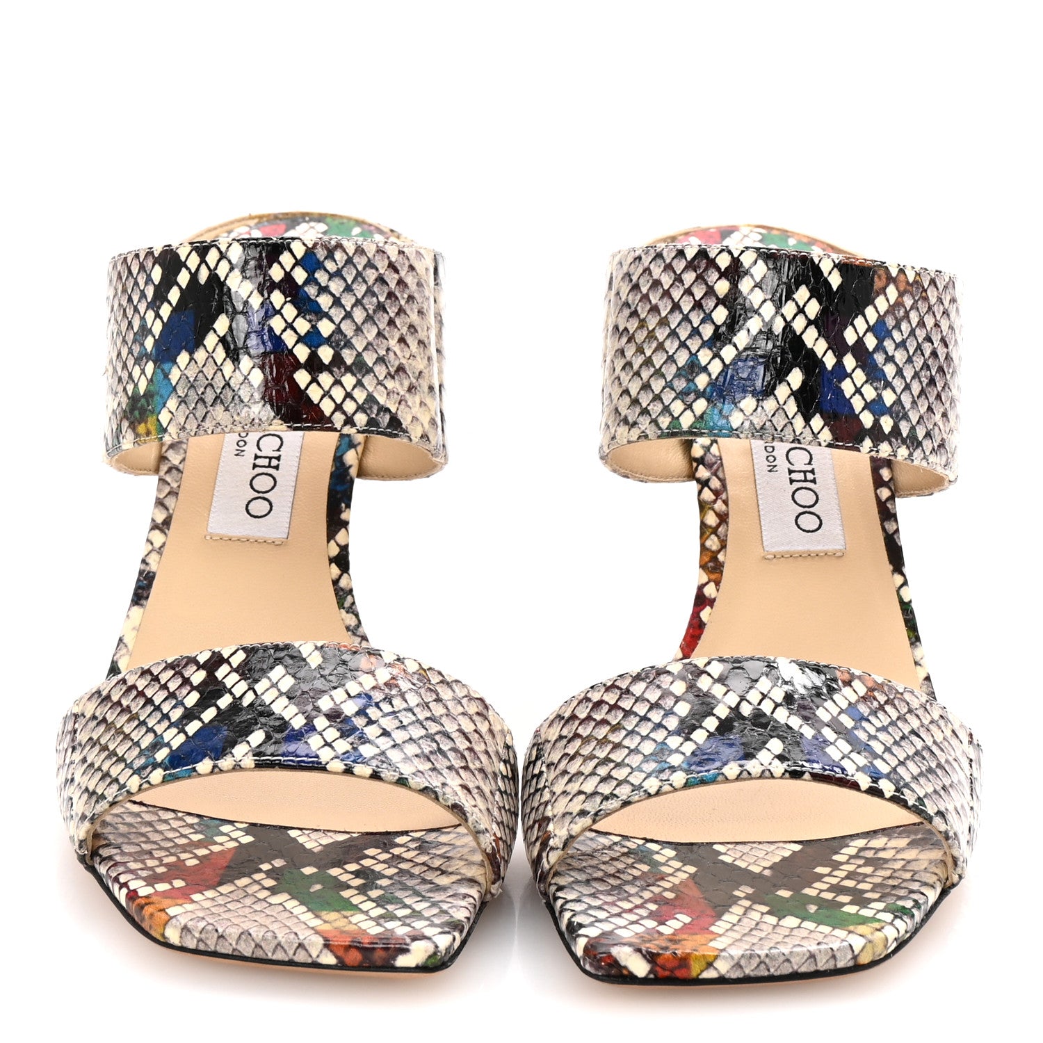 Jimmy Choo Calfskin Snakeskin Embossed Hira 85 Sandals 40 Multicolor 3 of 8