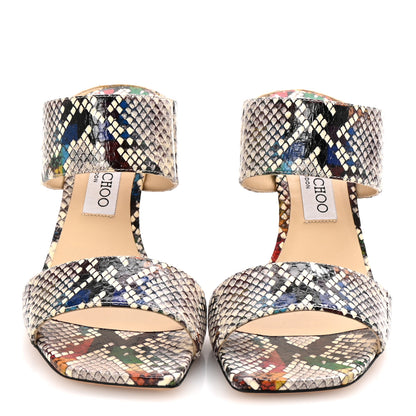 Jimmy Choo Calfskin Snakeskin Embossed Hira 85 Sandals 40 Multicolor 3 of 8