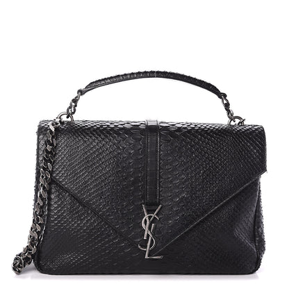 Saint Laurent Snake Calfskin Embossed Monogram Large College Satchel Black 1 of 8