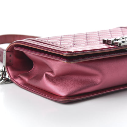 Chanel Metallic Patent Calfskin Quilted Medium Boy Flap Pink 6 of 10